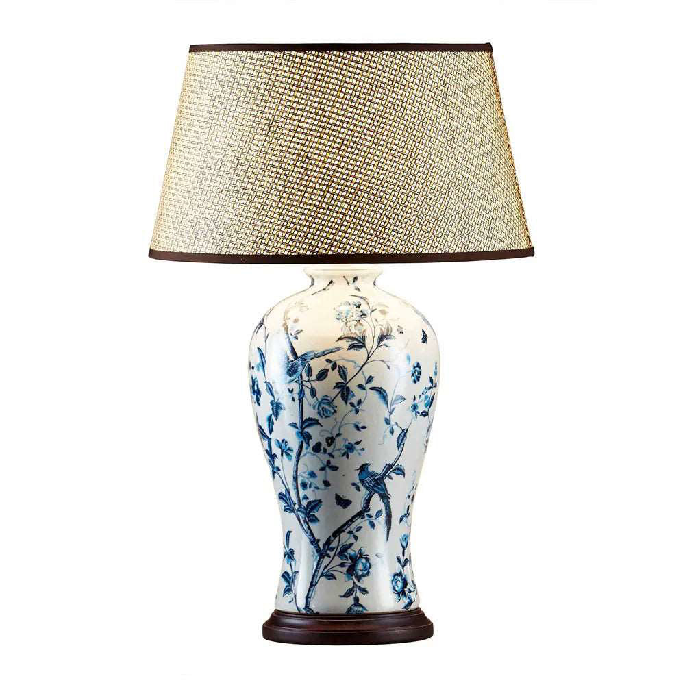 Ashleigh Table Lamp Blue/White With Shade